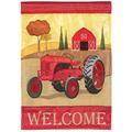 Recinto 13 x 18 in. Welcome Red Fall Tractor Burlap Garden Flag RE3468751